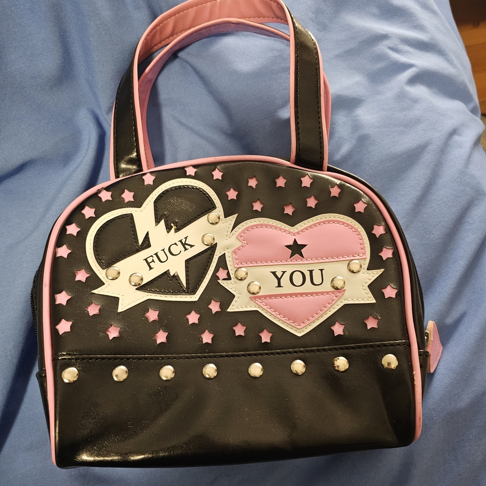 Black and Pink Heart Studded Women's purse